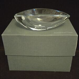 Steuben Glass Ted Muehling Convex Seed Pod Bowl Clear Crystal Signed New In Box